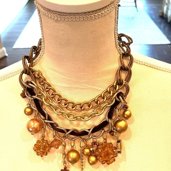 Charm Necklace Chain Links Large Big Necklace Assorted of Chains Pearls Charms - Picture 13 of 14